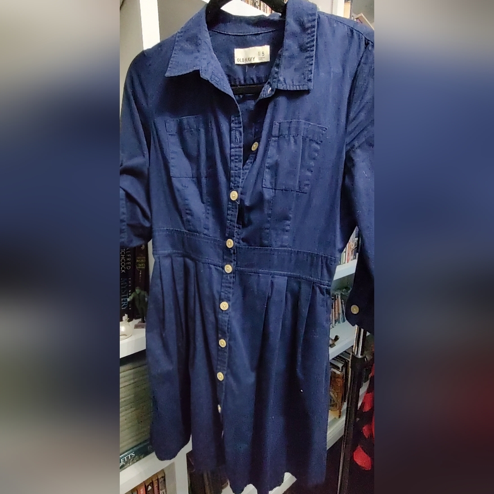 Navy Button-Up Dress